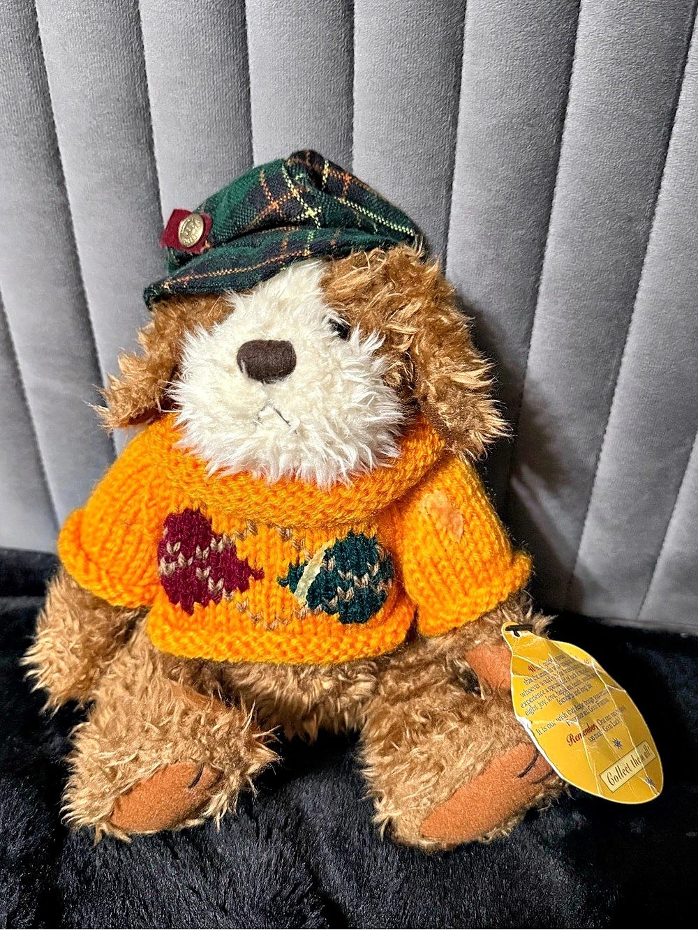 The Brass Button Collectables Augie bear Plaid Outfit